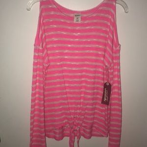 mesh pink and white blouse